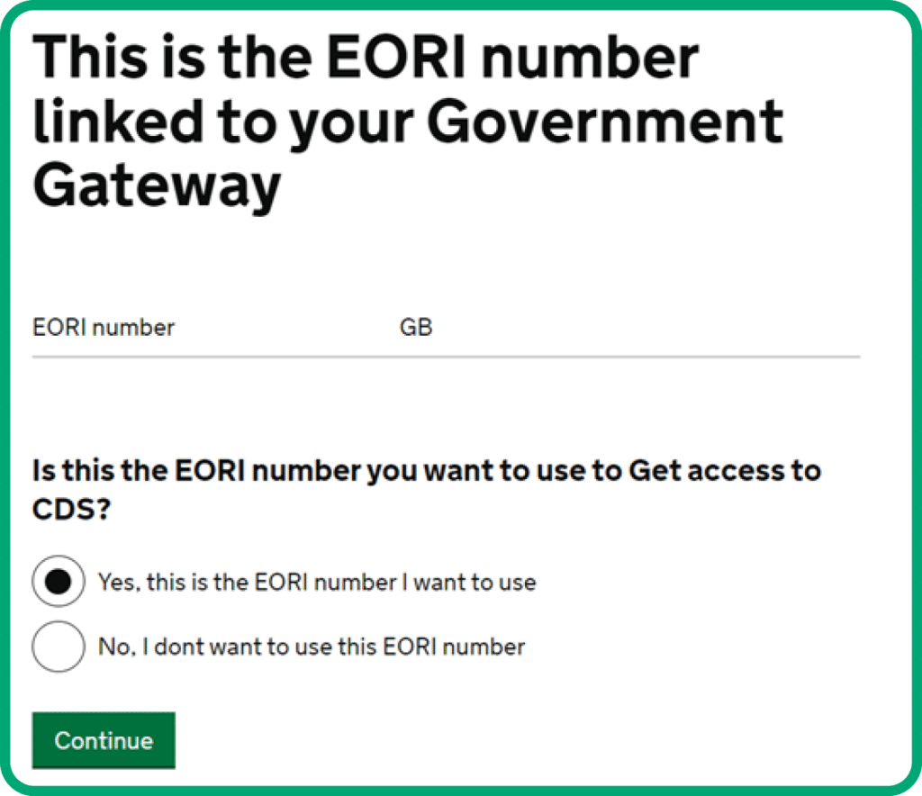 this is the EORI number linked to your government gateaway