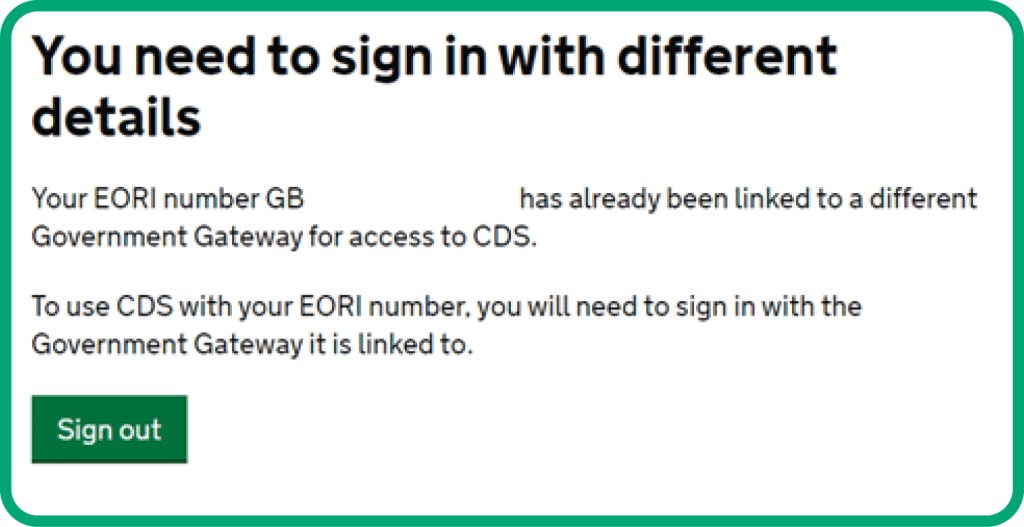 you need to sign in with different details
